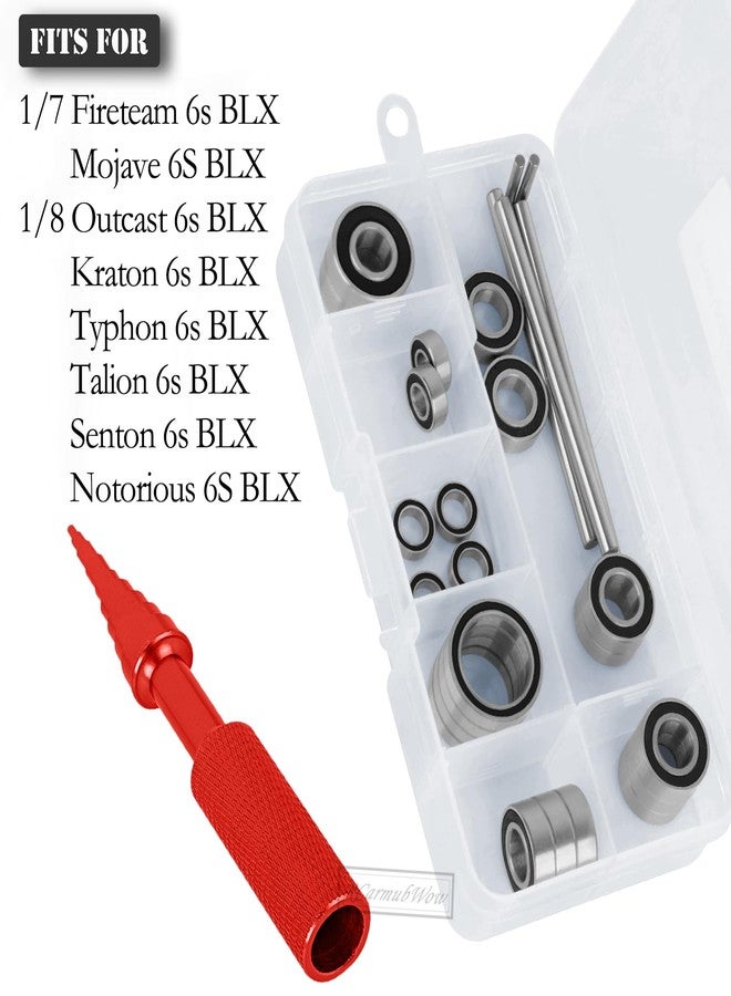 RcarmubWow RC Bearings Kit Upgrades Part for 1/7 Fireteam/Mojave 6S BLX,1/8 Typhon 6S BLX,Outcast 6S BLX,Kraton 6s BLX,Senton 6S BLX,Talion 6S BLX,Notorious 6S BLX,22pcs w/Bearing Tool,Black - Image 2